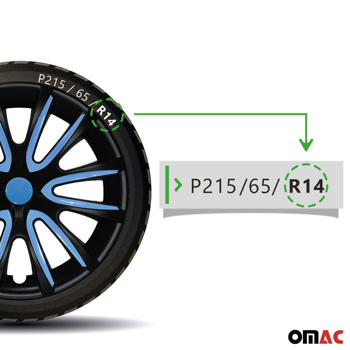 14" Wheel Covers Hubcaps for Ford F-Series Black Matt Blue Matte