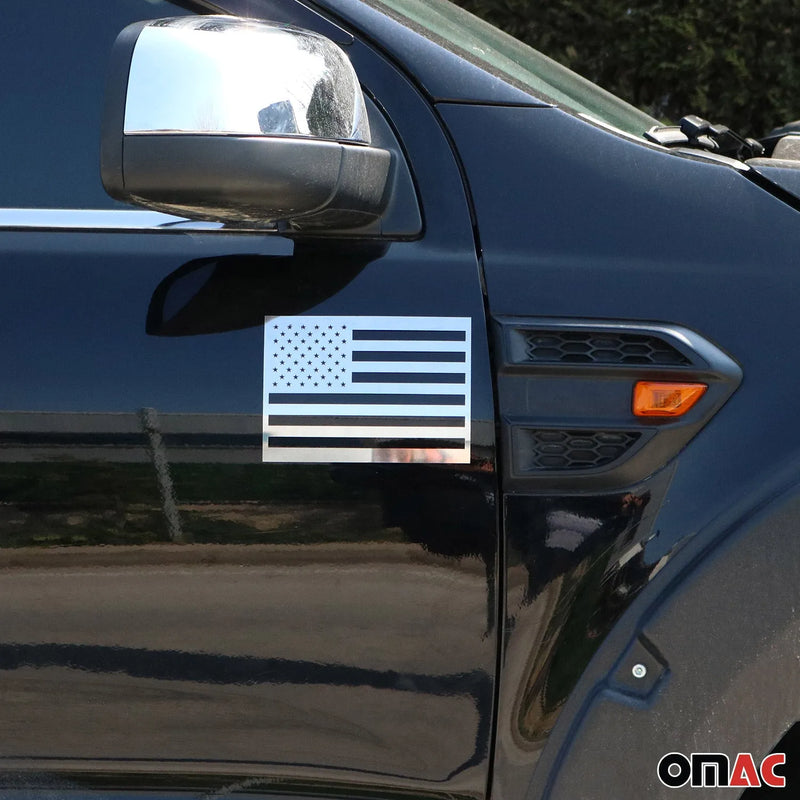 Suzuki Equator US American Flag Chrome Decal Sticker S. Steel S. Steel 2Pcs