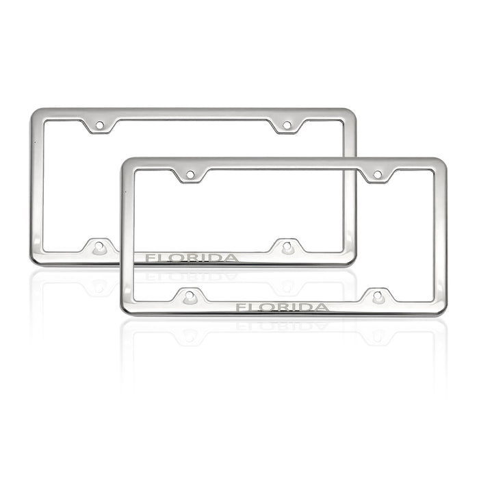License Plate Frame tag Holder for VW Tiguan Steel Florida Silver 2 Pcs