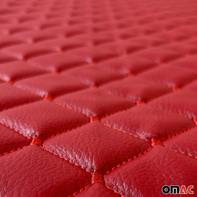 Embossed Red Faux Leather Lining Red Stitch Car Upholstery 1 Yard x 1.5 Yards