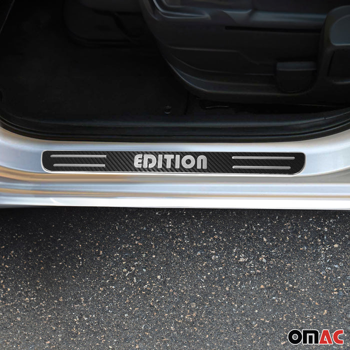 Genuine Carbon Fiber Door Sill Scuff Guard Cover 2Pcs For Hyundai Accent Tiburon