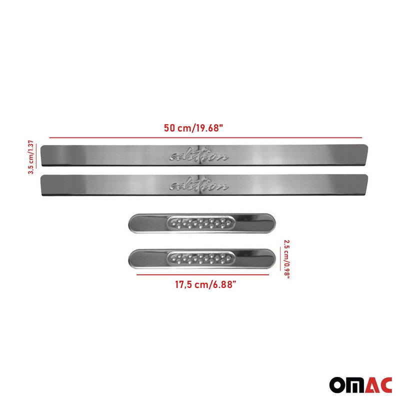 BMW Door Sill Scuff Plate Scratch Protector Stainless Steel Edition 4 Pcs