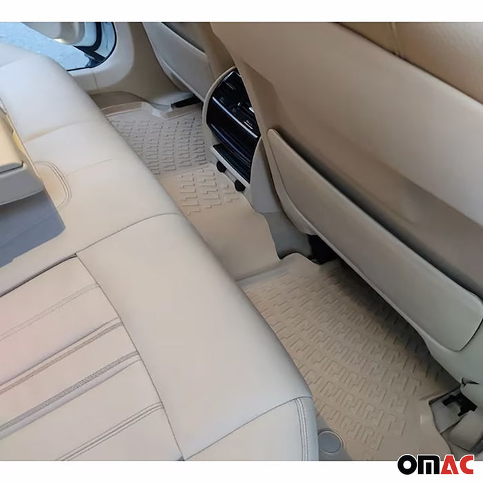 OMAC Floor Mats Liner for BMW 5 Series G30 Sedan 2017-2023 TPE Rubber Beige 4Pcs