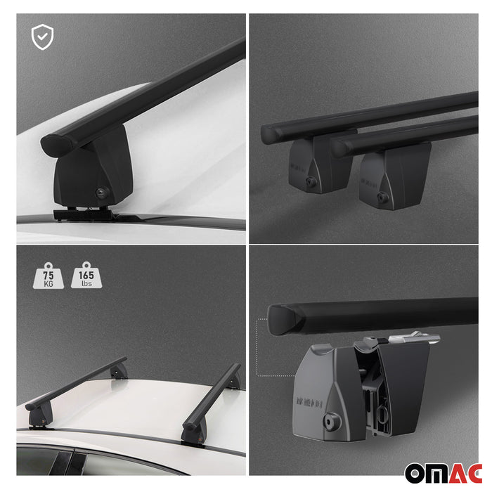 Fix Point Roof Racks Cross Bars for BMW M2 2014-2020 Aluminium Black 2Pcs