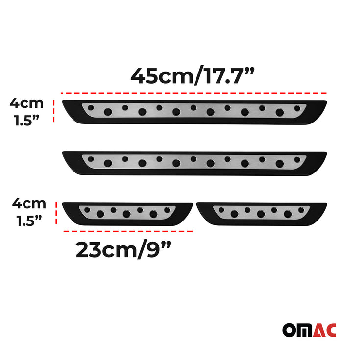 Door Sill Scuff Plate Scratch Protector for GMC Acadia Envoy Steel Silver 4 Pcs