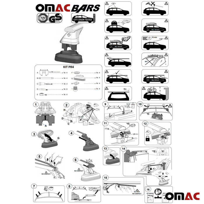 Cross Bars Roof Rack Rails Set for Mitsubishi Outlander Sport 2011-2024 Gray 2x