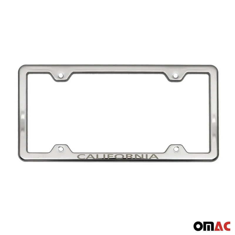 CALIFORNIA Print License Plate Frame Tag Holder Chrome S. Steel 2 Pcs.