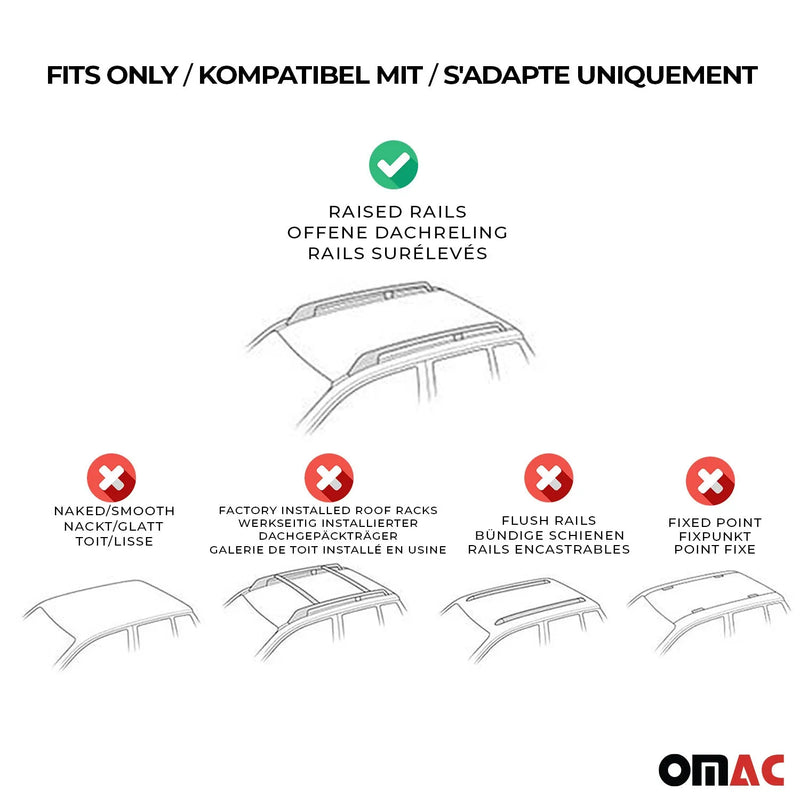 2013-2018 Toyota RAV4 Roof Rack Cross Bars Silver