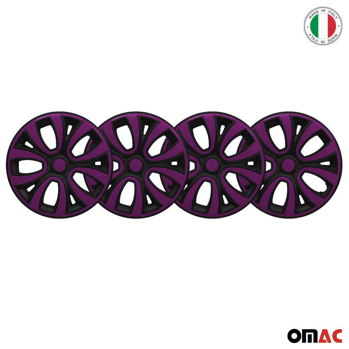16" Hubcaps Wheel Rim Cover Glossy Black with Violet Insert 4pcs Set