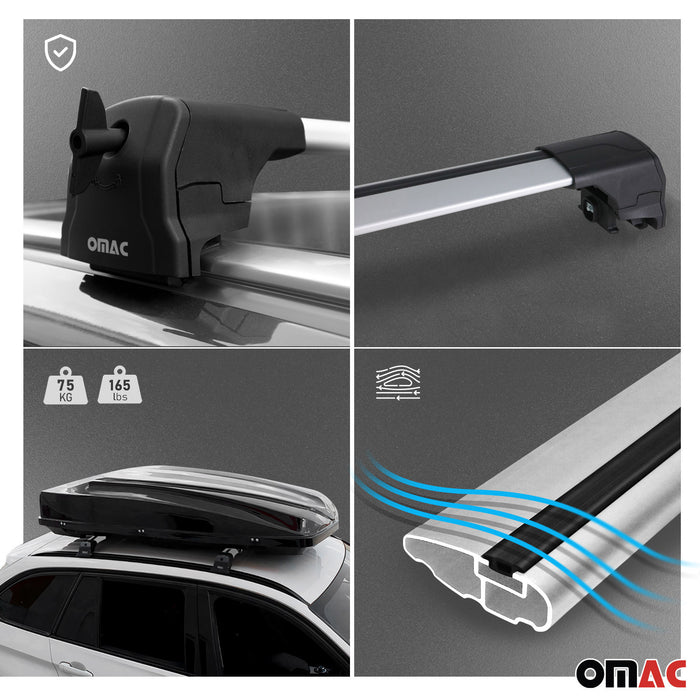 Alu Roof Racks Cross Bars Luggage Carrier for Lexus NX 200 2015-2021 Gray 2Pcs