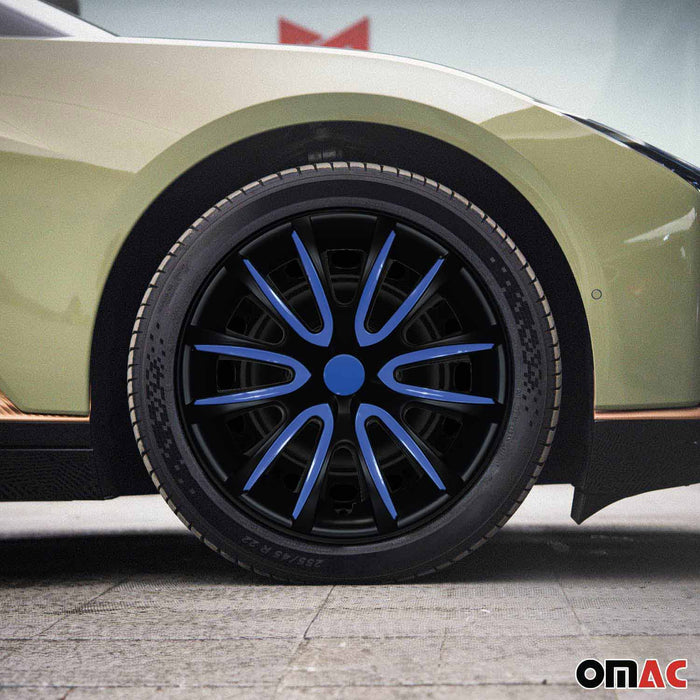 14" Wheel Covers Hubcaps for Nissan Versa Black Matt Dark Blue Matte