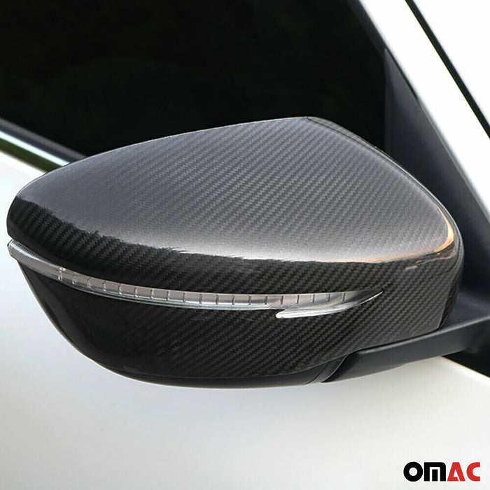 Side Mirror Cover Caps Fits Nissan Rogue 2014-2023 Carbon Fiber Black 2 Pcs