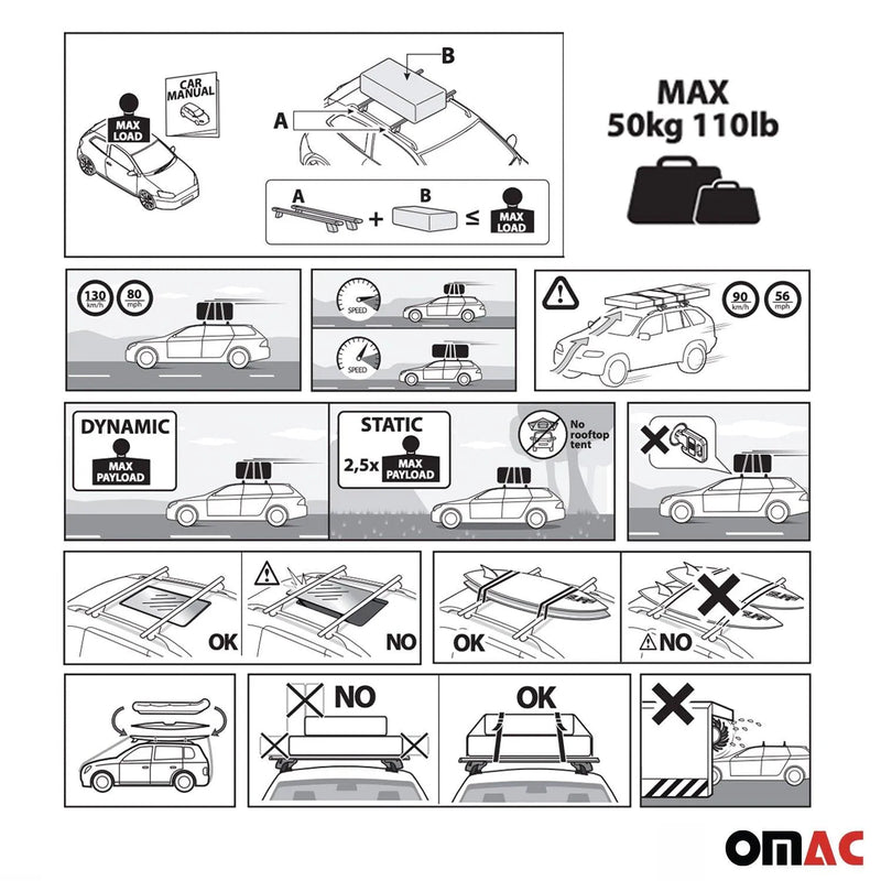 2022-2023 Mazda MX-30 EV Roof Rack Cross Bars Black