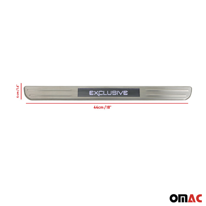Door Sill Scuff Plate Illuminated for Audi A4 A5 Exclusive Steel Silver 2 Pcs