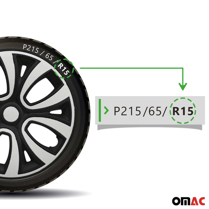 15" Wheel Covers Hubcaps R15 for Hyundai Black Matt White Matte