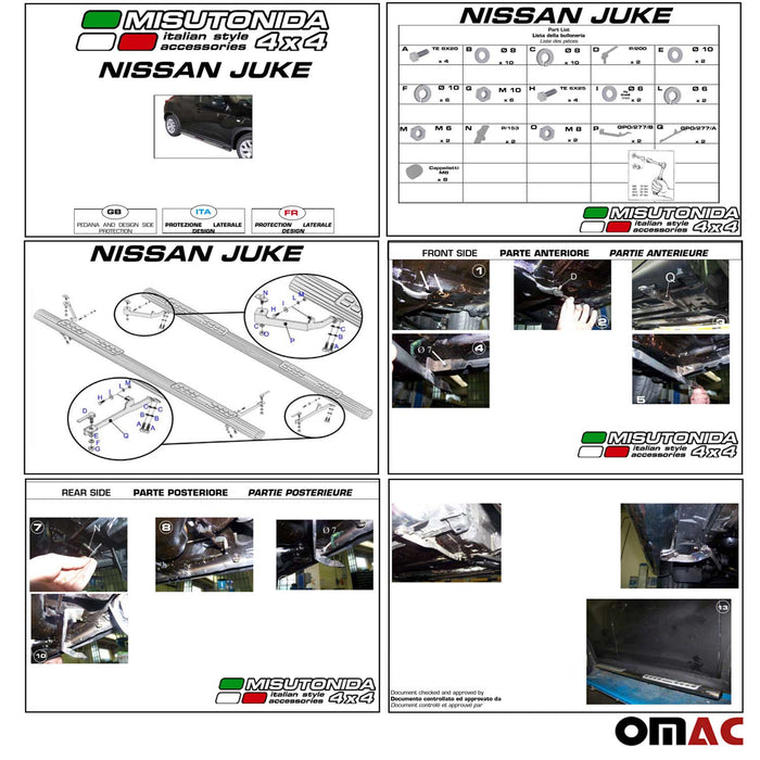 Steel Nerf Bars Side Step Running Boards for Nissan Juke 2011-2017 Black 2Pcs