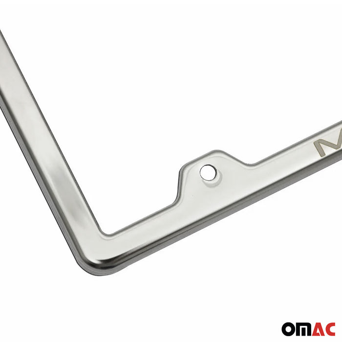 License Plate Frame tag Holder for GMC Sierra Steel Mexico Silver 2 Pcs