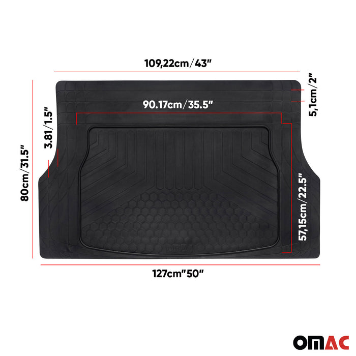 Trimmable Cargo Mats Liner All Weather Waterproof for Subaru Ascent Black Rubber