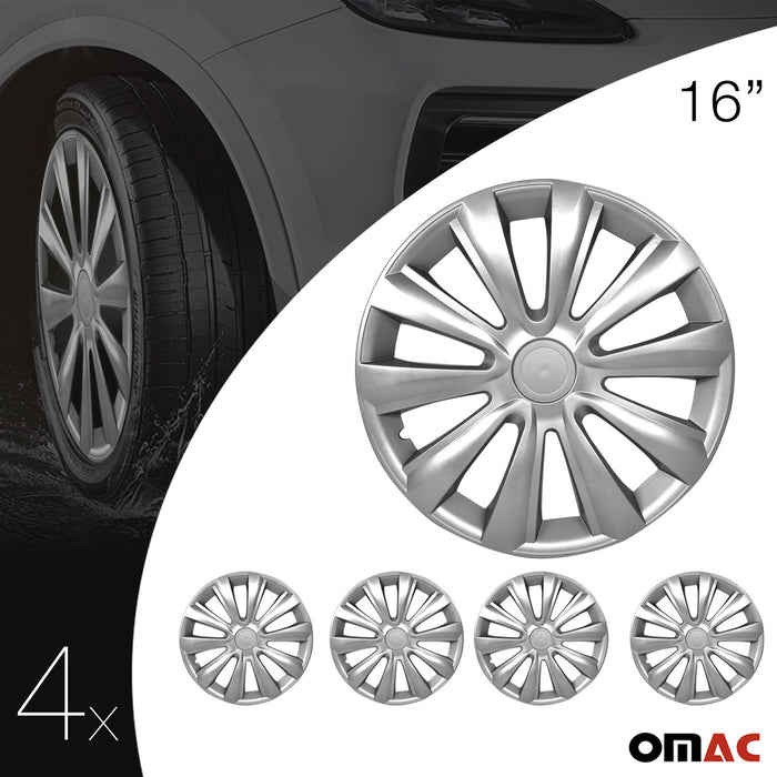 16 Inch Wheel Covers Hubcaps for Hyundai Silver Gray Gloss