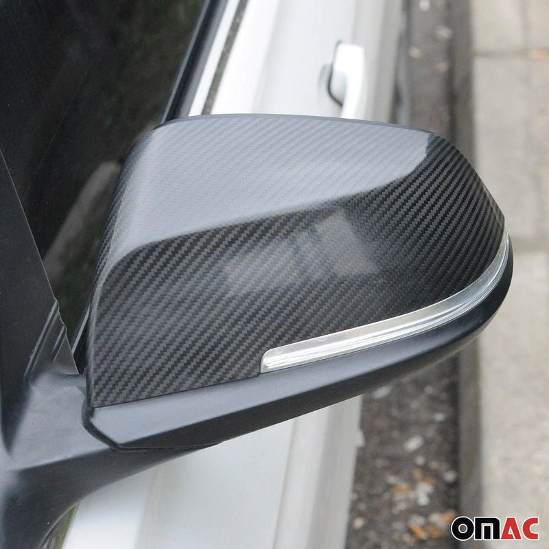 Side Mirror Cover Caps fits BMW X1 E84 2013-2015 Carbon Fiber Black 2Pcs - OMAC USA