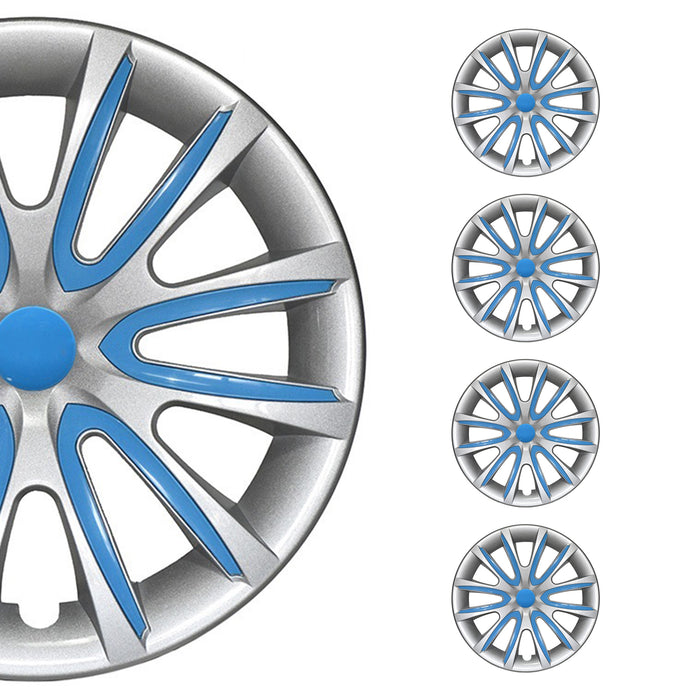 14" Wheel Covers Rims Hubcaps for Mercedes C Class ABS Gray Blue 4Pcs