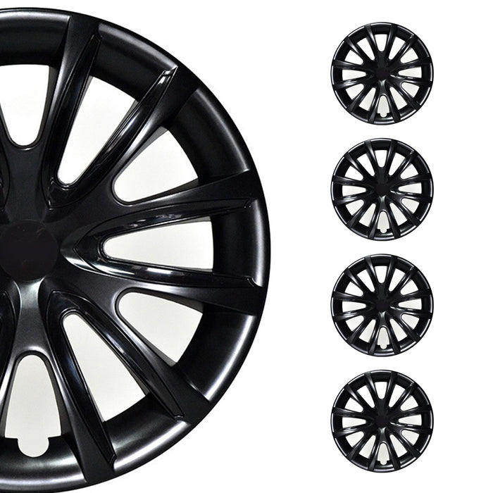 15" Wheel Covers Rims Hubcaps for Mercedes ABS Black 4Pcs