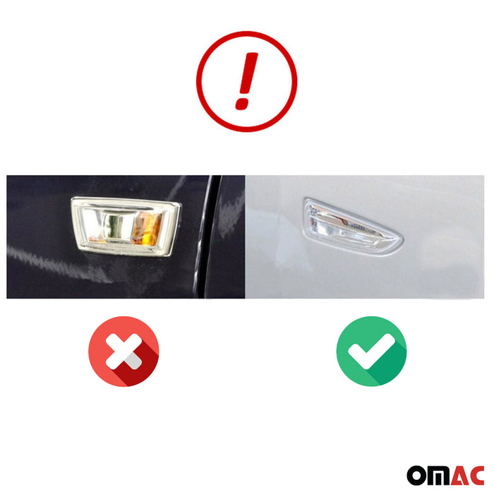Chrome Side Signal Indicator Rim Trim S.Steel 2 Pcs For Opel Astra J 2010-2015