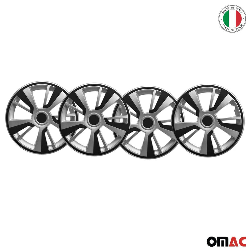 Twintone Hub Caps Wheel Cover 16" Grey & Black Insert Full Set 4 pcs.