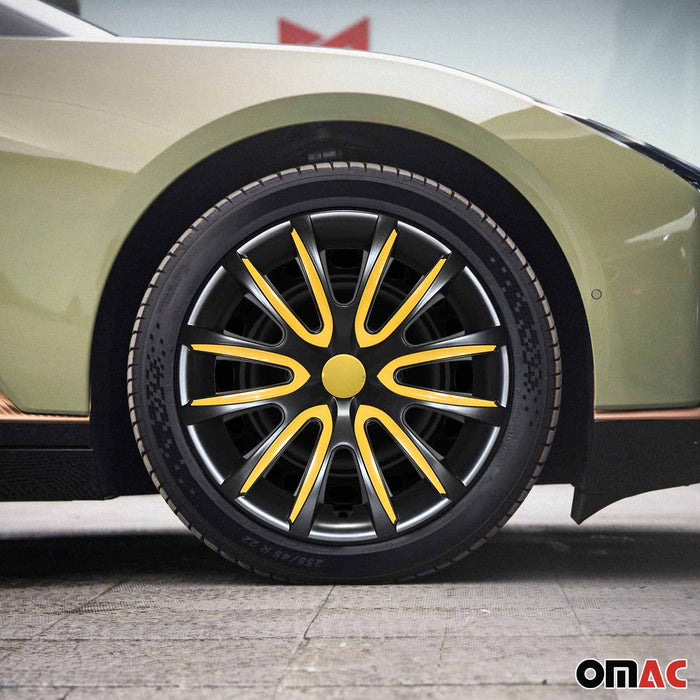 16" Wheel Covers Hubcaps for Chevrolet Camaro Black Yellow Gloss