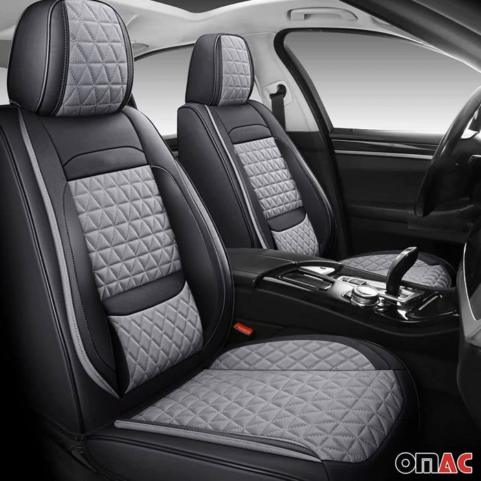 Seat Cover Solutions Leather Car Seat Cover Full Set 5Seat Front Rear Black Grey