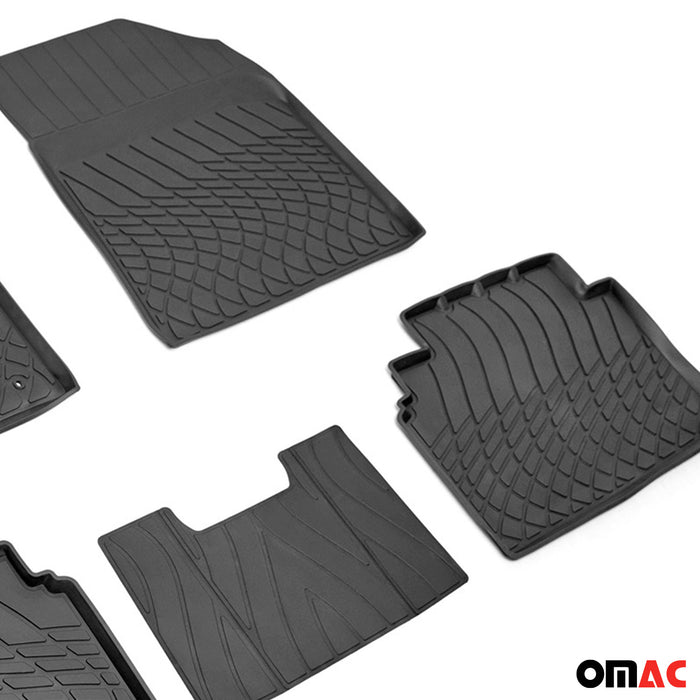 OMAC Floor Mats Liner for Kia Seltos 2021-2024 Black TPE All-Weather 4 Pcs