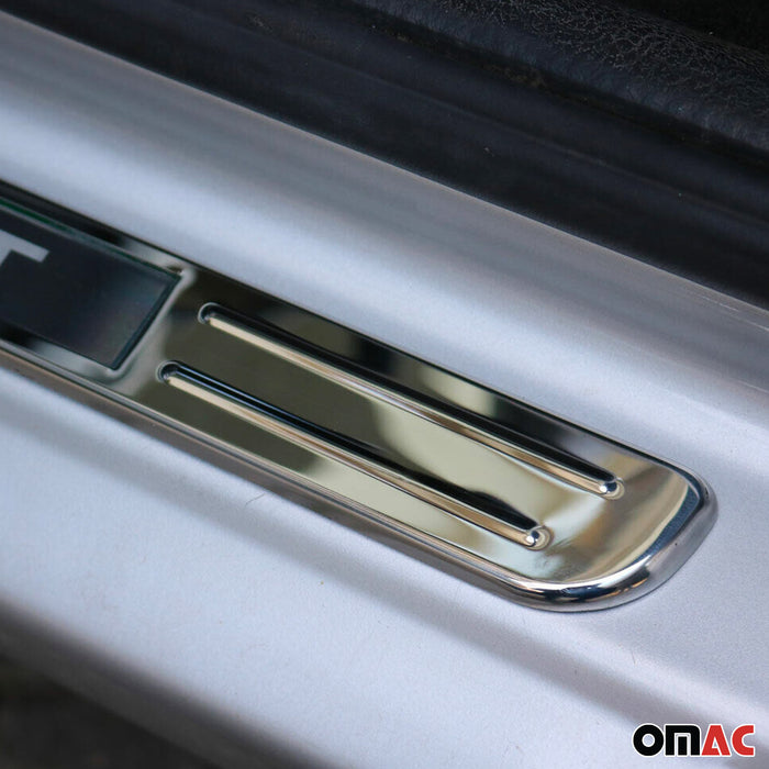 Door Sill Scuff Plate Illuminated for Hyundai Kona Nexo Sport Steel Silver 4 Pcs