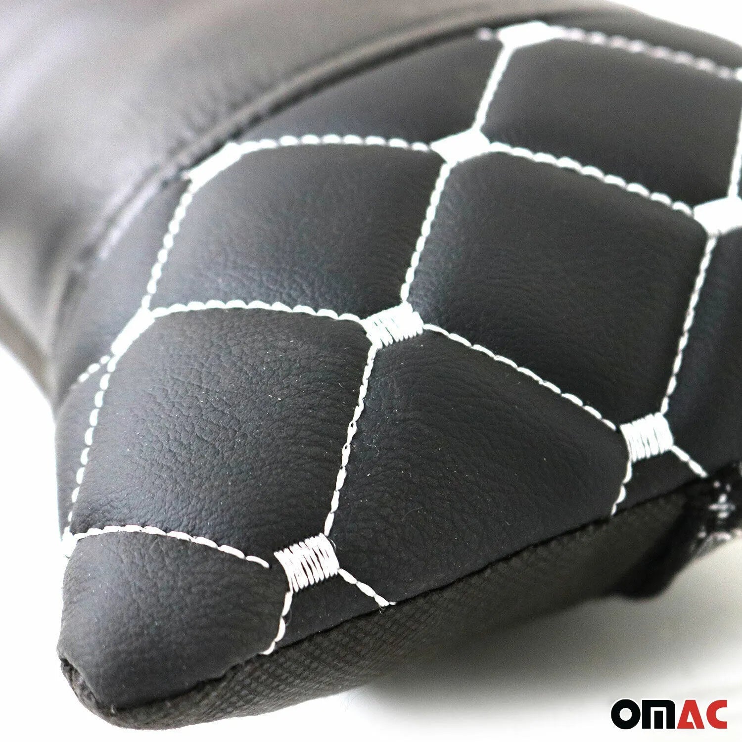 2x Car Seat Neck Pillow Head Shoulder Rest Pad Black and White PU Leather