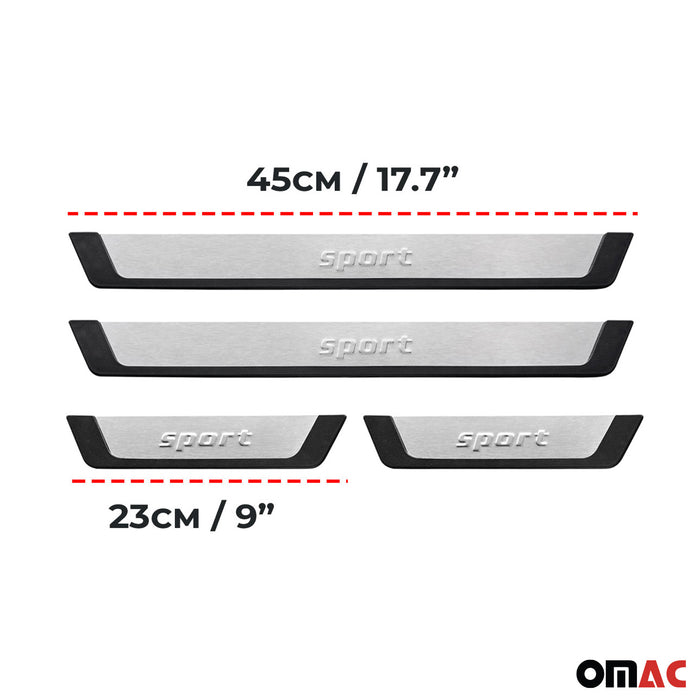 Door Sill Scuff Plate Scratch Protector for Mazda 2 3 Sport Steel Silver 4 Pcs