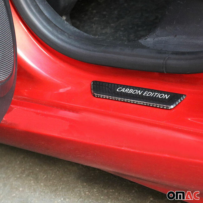 Door Sill Scuff Plate Scratch Protector for Dodge Nitro Carbon Fiber Black 4 Pcs