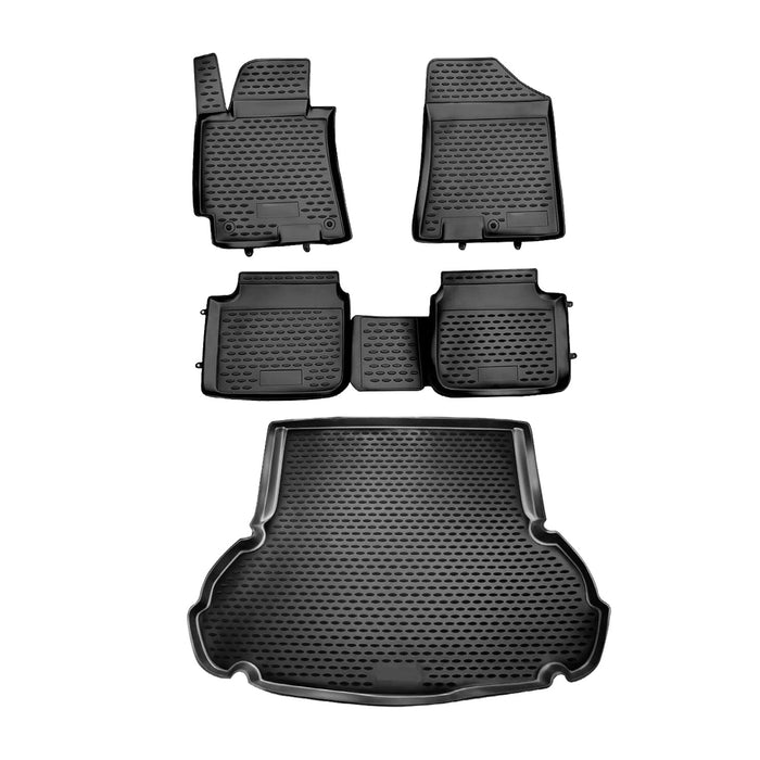 Floor Mats & Cargo Trunk Liner for Hyundai Elantra 2011-2013 3D Molded Black Set