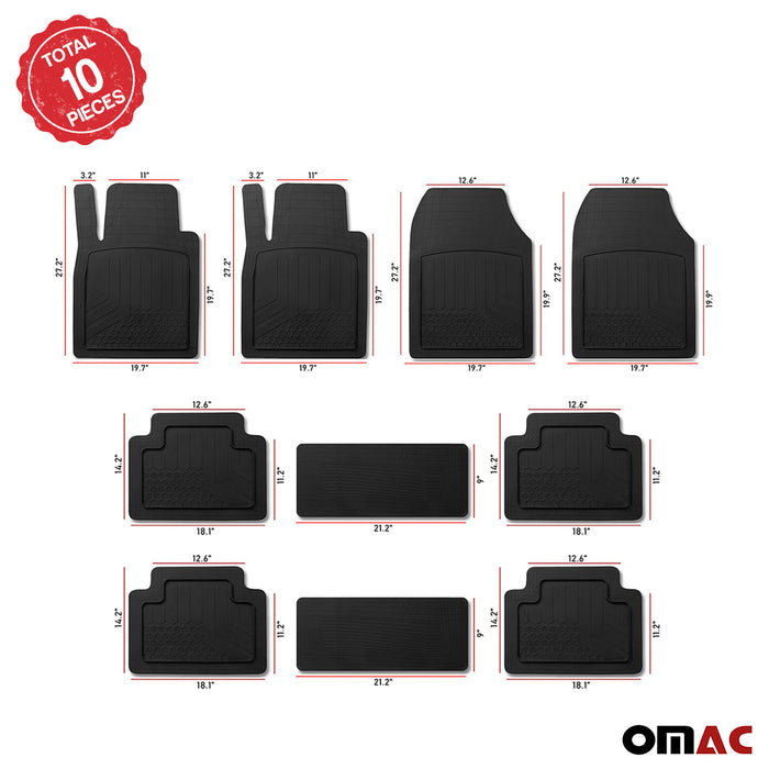 Floor Mats Liner 3-Row Car Trimmable for Jeep Wagoneer 2022-2024 Black 8 Pcs