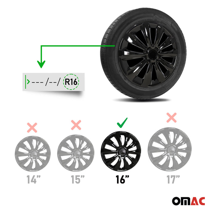 16 Inch Wheel Covers Hubcaps for Alfa Romeo Black