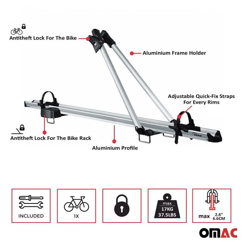 1999-2006 Toyota Yaris Bike Rack Carrier Roof Racks Set Silver 3Pcs