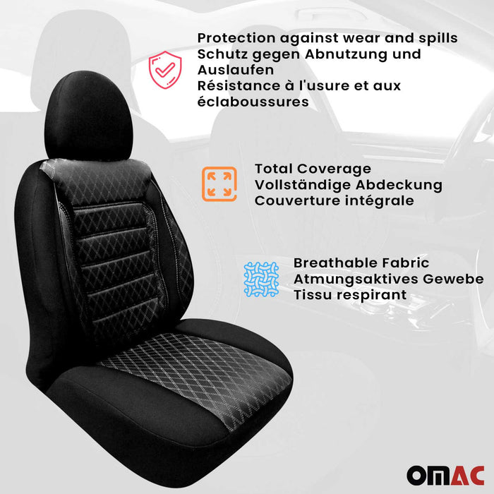 Front Car Seat Covers Protector for Acura Black Breathable Cotton