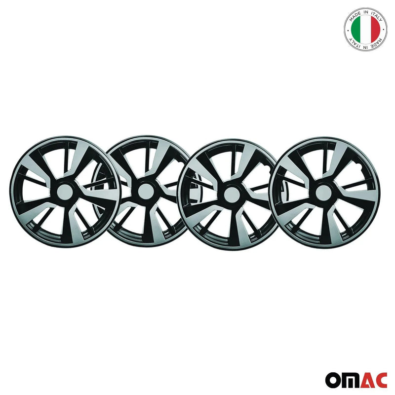 Twintone Hub Caps Wheel Cover 14" Black Matt & Light Blue Insert Full Set 4 pcs.