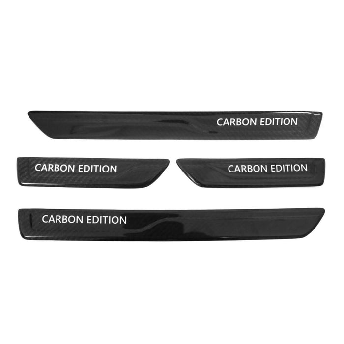 Door Sill Scuff Plate Scratch Protector for Mitsubishi Carbon Edition Black 4x