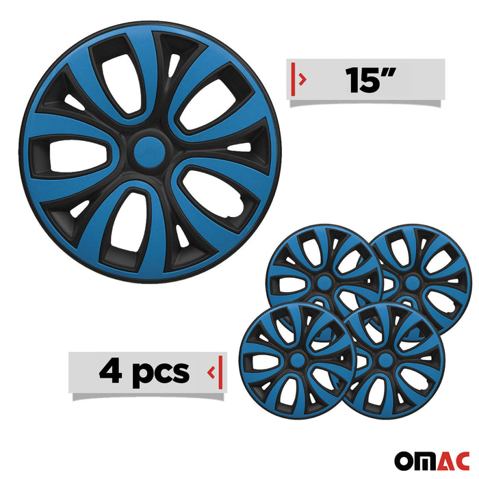 15" Wheel Covers Hubcaps R15 for Toyota Black Matt Blue Matte