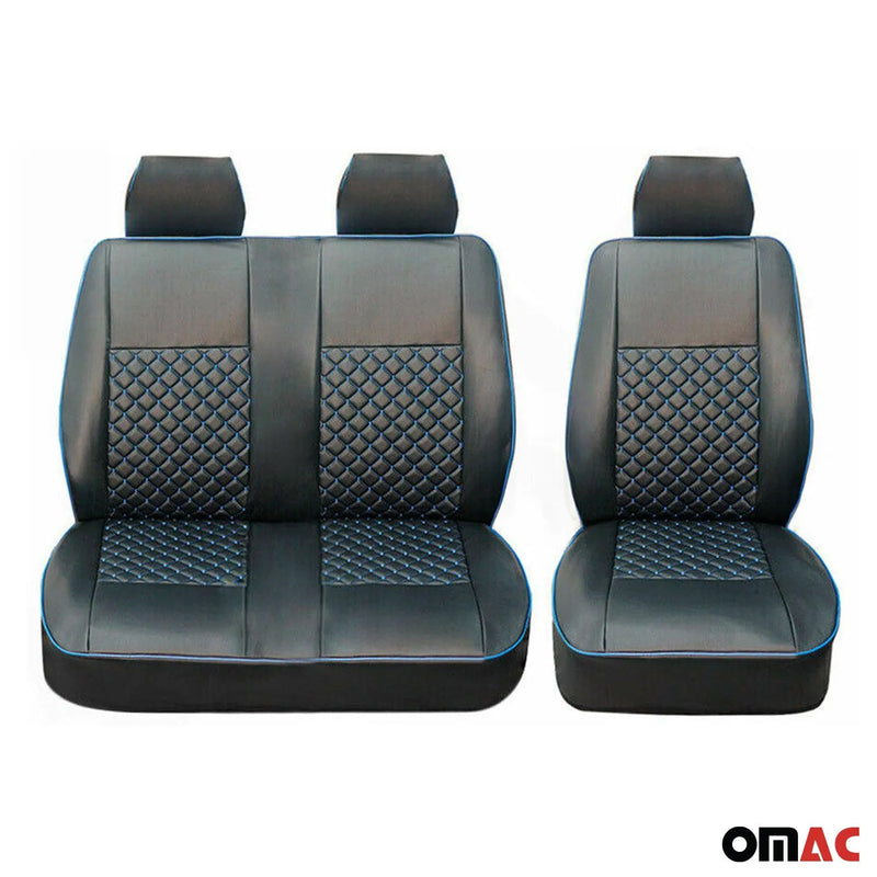 2015-2024 Ford Transit Leather Front Car Seat Covers Protector Black Blue