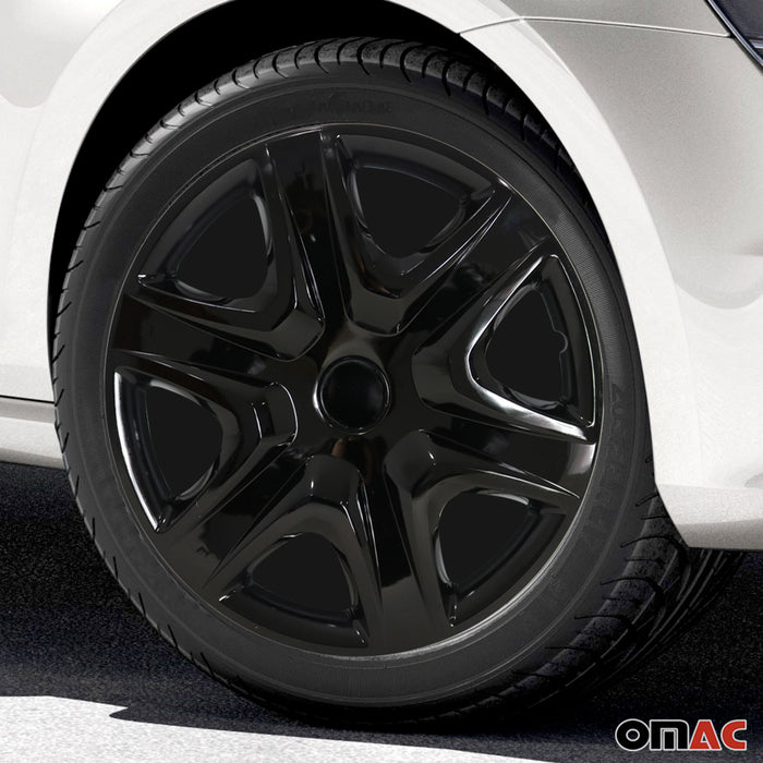 15" Wheel Rim Cover Guard Hub Caps Durable Snap On ABS Black 4 Pcs