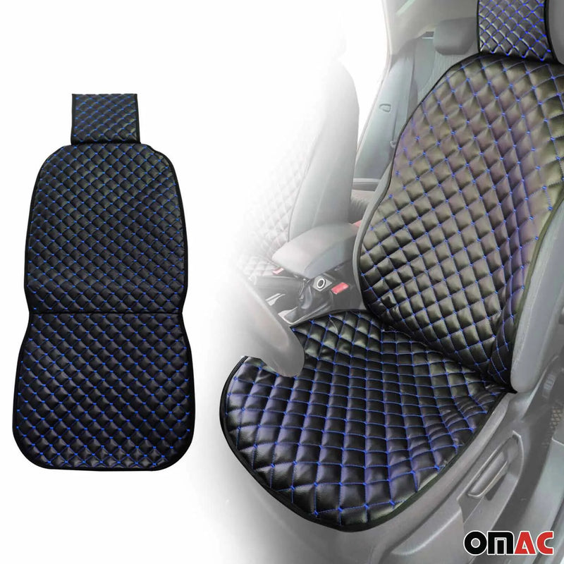 GMC Sierra Leather Breathable Front Seat Cover Pads Black Blue 1Pc