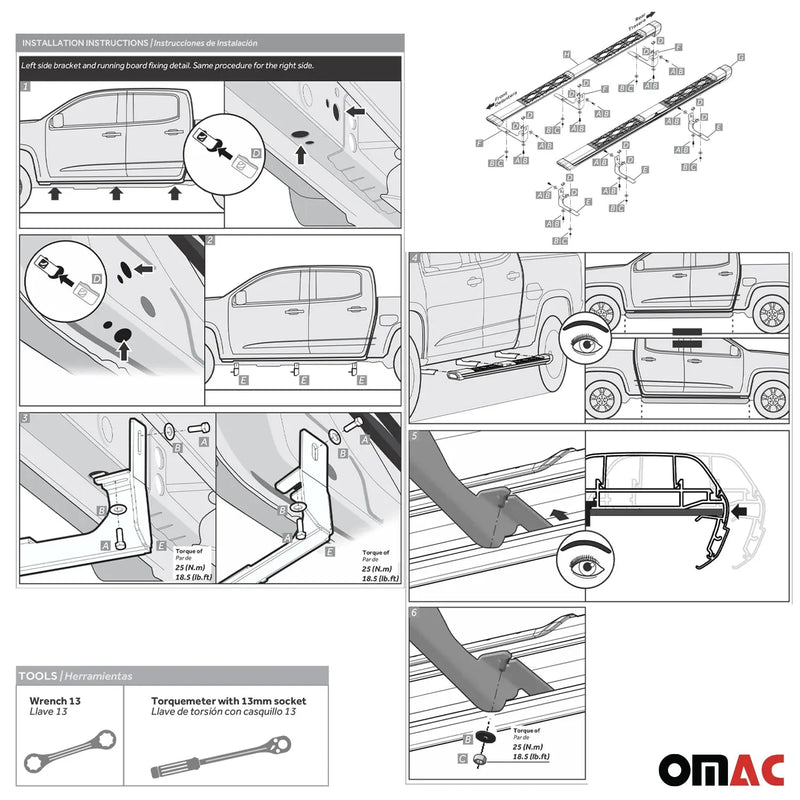 2016-2023 Chevrolet Colorado Crew Cab Running Board Nerf Bar Side Step