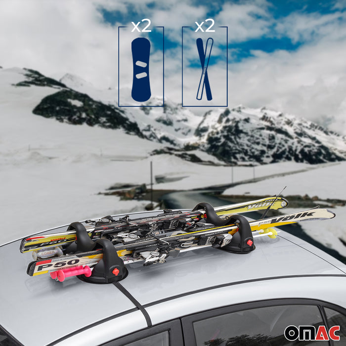 Magnetic Ski Snowboard Roof Rack Carrier for Volvo S60 2019-2024 Black 2 Pcs