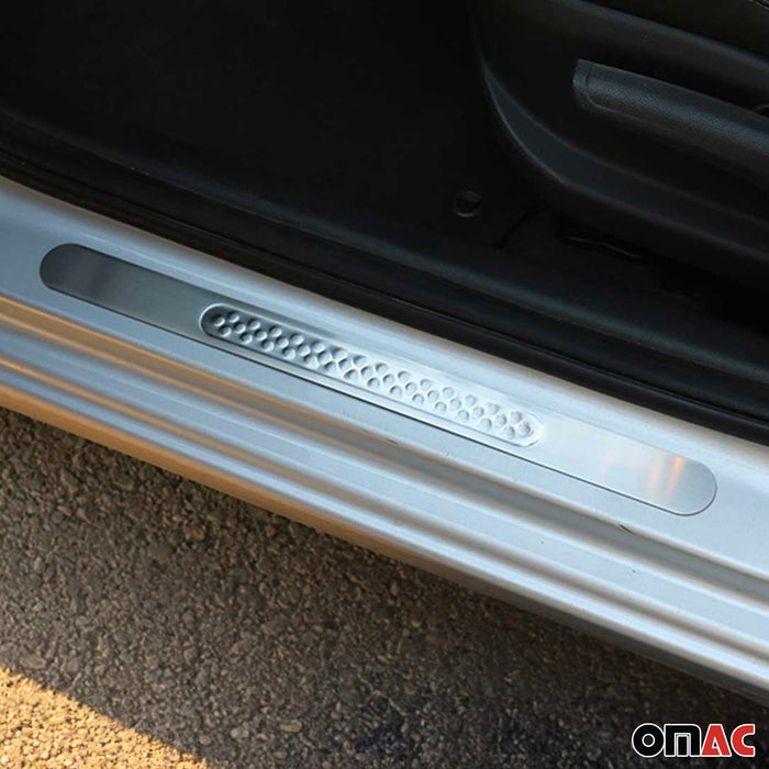 Door Sill Scuff Plate Scratch Protector for Toyota Steel Silver 2 Pcs
