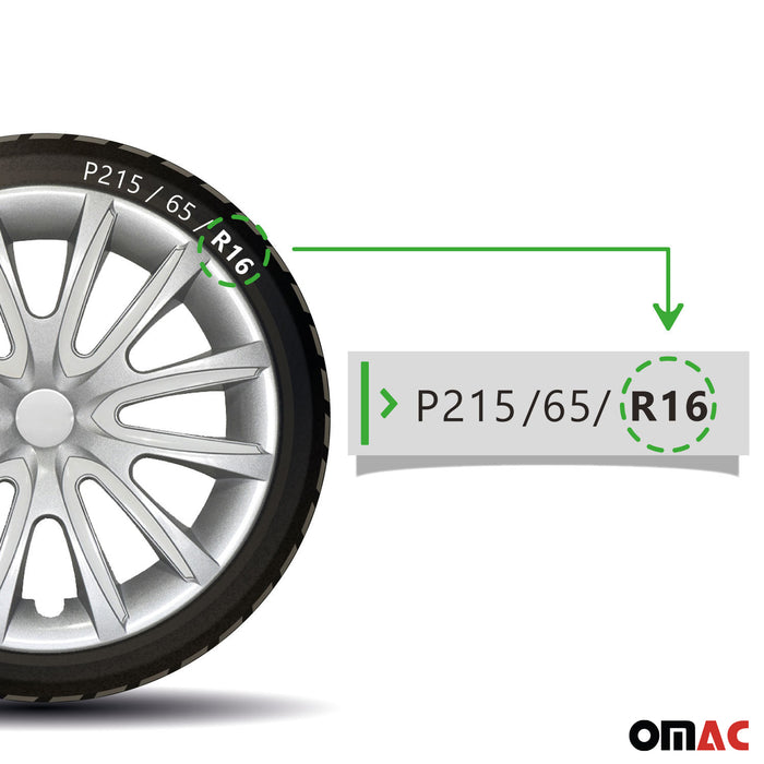 16" Wheel Covers Hubcaps for GMC Sierra Grey White Gloss